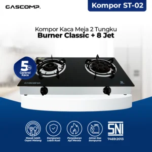 GASCOMP Kompor Gas Meja Kaca Classic + 8 Jet ST-02
