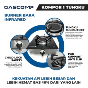 GASCOMP Kompor Gas 1 Tungku Kompor Bara ST01