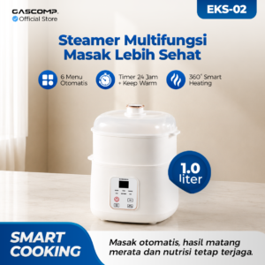 Gascomp EKS-02 Electric Food Steamer 1.0 Liter - Smart Cooking 360° Heating